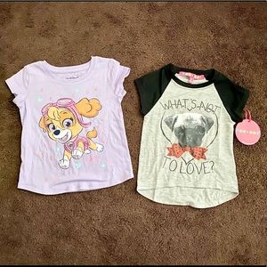 2 new shirts for toddler girl. 3T paw patrol puppy